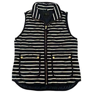 J. Crew Quilted Down Fill Vest Striped Puffer Coastal Nautical Preppy Size Small
